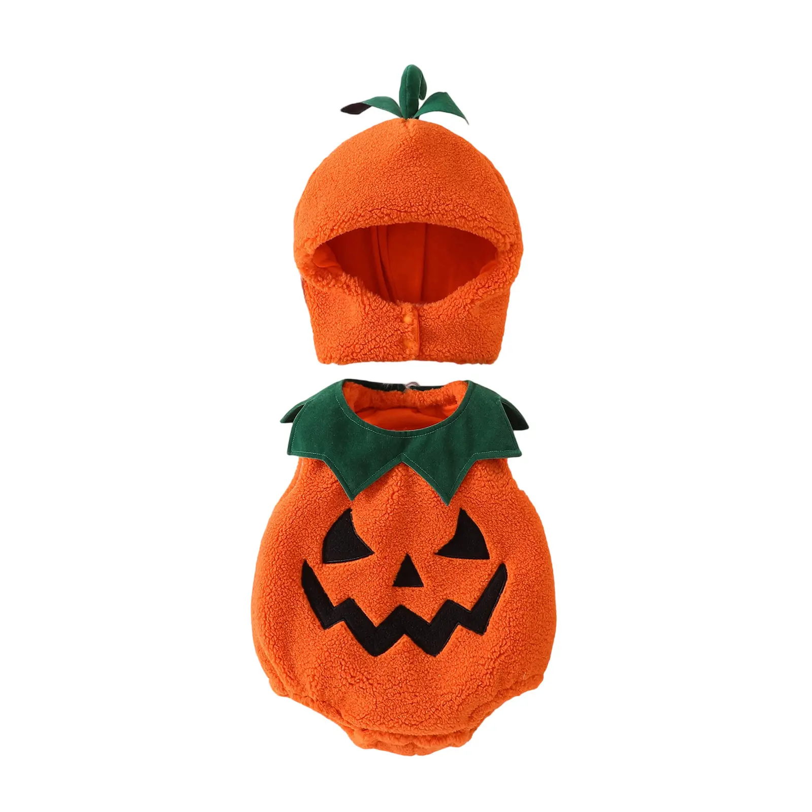 Toddler Baby Boy Girl Halloween Outfit Sleeveless Bodysuit Pumpkin Costumes Tank Tops Hat Halloween Cosplay Costume