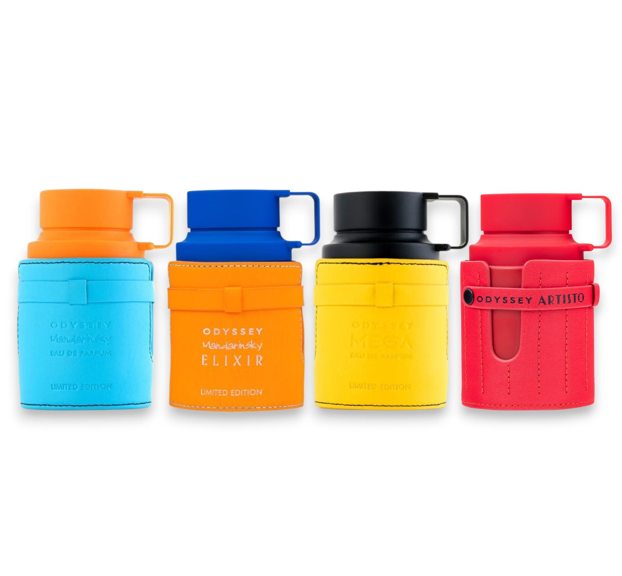 Armaf | Odyssey | Mandarin Sky + Mandarin Sky Elixir + Mega + Artisto Bundle | Eau De Parfum | Unisex Fragrance | 100 ML - 3.4 oz | Sweet - Citrus & Aromatic Notes