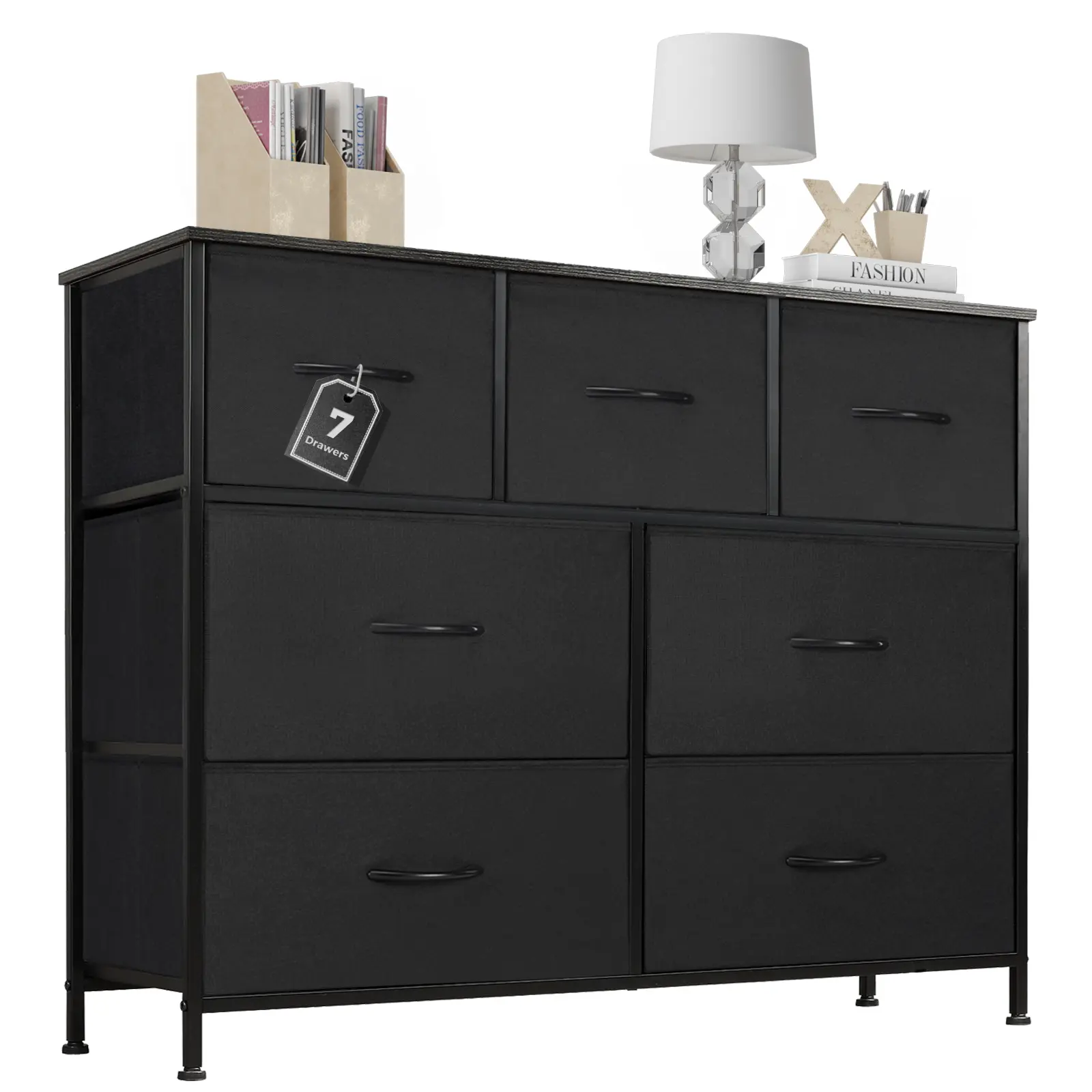 【Deal】7-Drawer Fabric Storage Tower - Modern Chest Drawers, Bedroom Dresser, Room Storage Sideboard for TV Stand, Kids Furniture (Clothes, Baby Stuff, Organization)