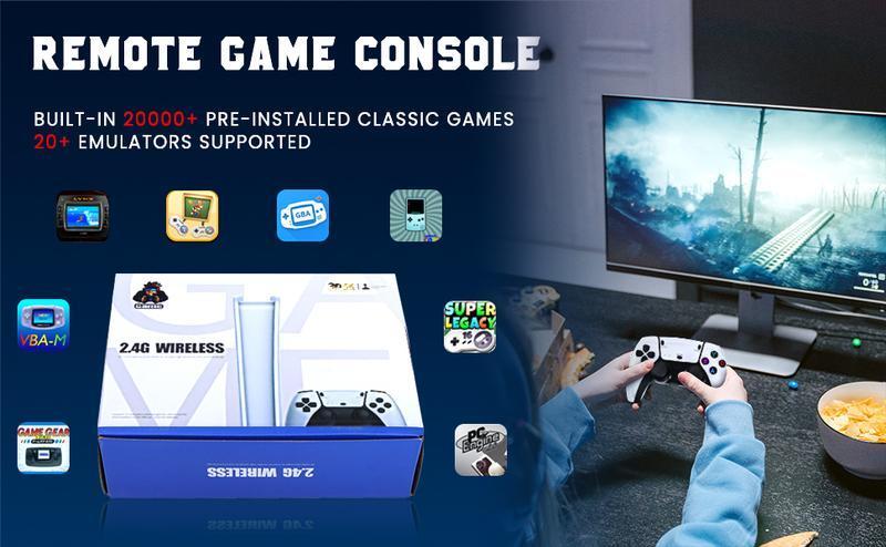 2026 Upgraded Family Retro game console, includes with 40,000+ Games 23 Emulators 4K HDMI Output Plug & 128GB SD Card, Play Wireless Controller for TV Monitor Video Gamepad Console suitable for all ages