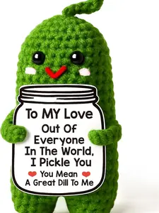 Valentines Day Gifts for Him Her Boyfriend Girlfriend, Handmade Crochet Pickle Valentines Gifts for Wife Husband, I Love You Birthday Gift To My Love Wedding Anniversary Romantic Gift for Couples