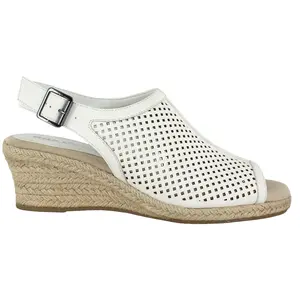 Easy Street Womens Stacy Cut Out Espadrille Slingback Casual Sandals Casual Low Heel 1-2" - White