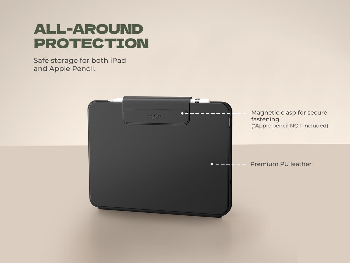 Dexnor Keyboard Case for iPad Air 11 inch (M3 2025/M2 2024) & iPad Pro 11 (4th/3rd/2nd/1st Gen) & iPad Air 5th/4th Gen Case with Keyboard Ultra-Thin Magnetic Detachable Trackpad Backlit