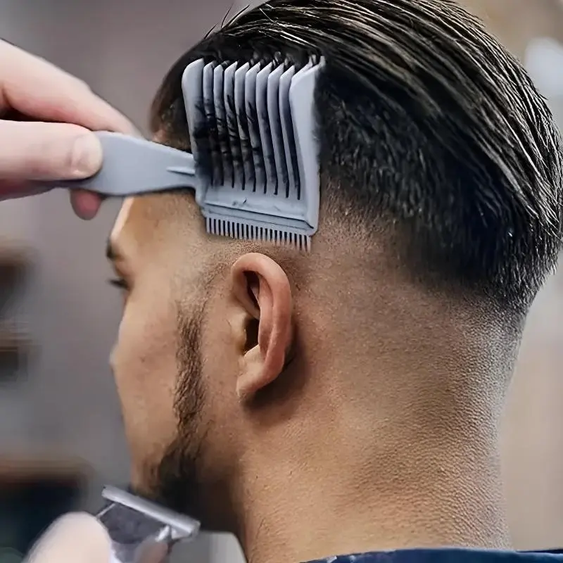 Men's 3-Piece Barber Comb Set - 25g Lightweight Plastic Barber Equipment with Comfortable Grip, Anti-Tangle Gradient Design, Round Comb Tip, All Seasons Ergonomic Haircare Tool for Professional Salon & Home Use