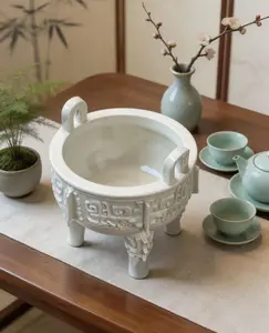 Chinese White-glazed Three-legged Censer in the Style of a Bronze Ding