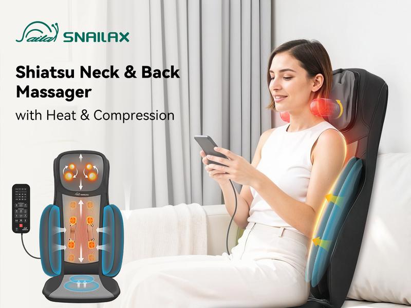 Snailax Full Body Massage Chair Pad -Shiatsu Neck Back Massager with Heat & Compression Adjustable Home Appliances Gift