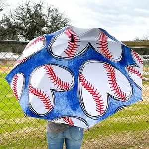Baseball Hearts - UPF 50+ Large Golf Umbrella