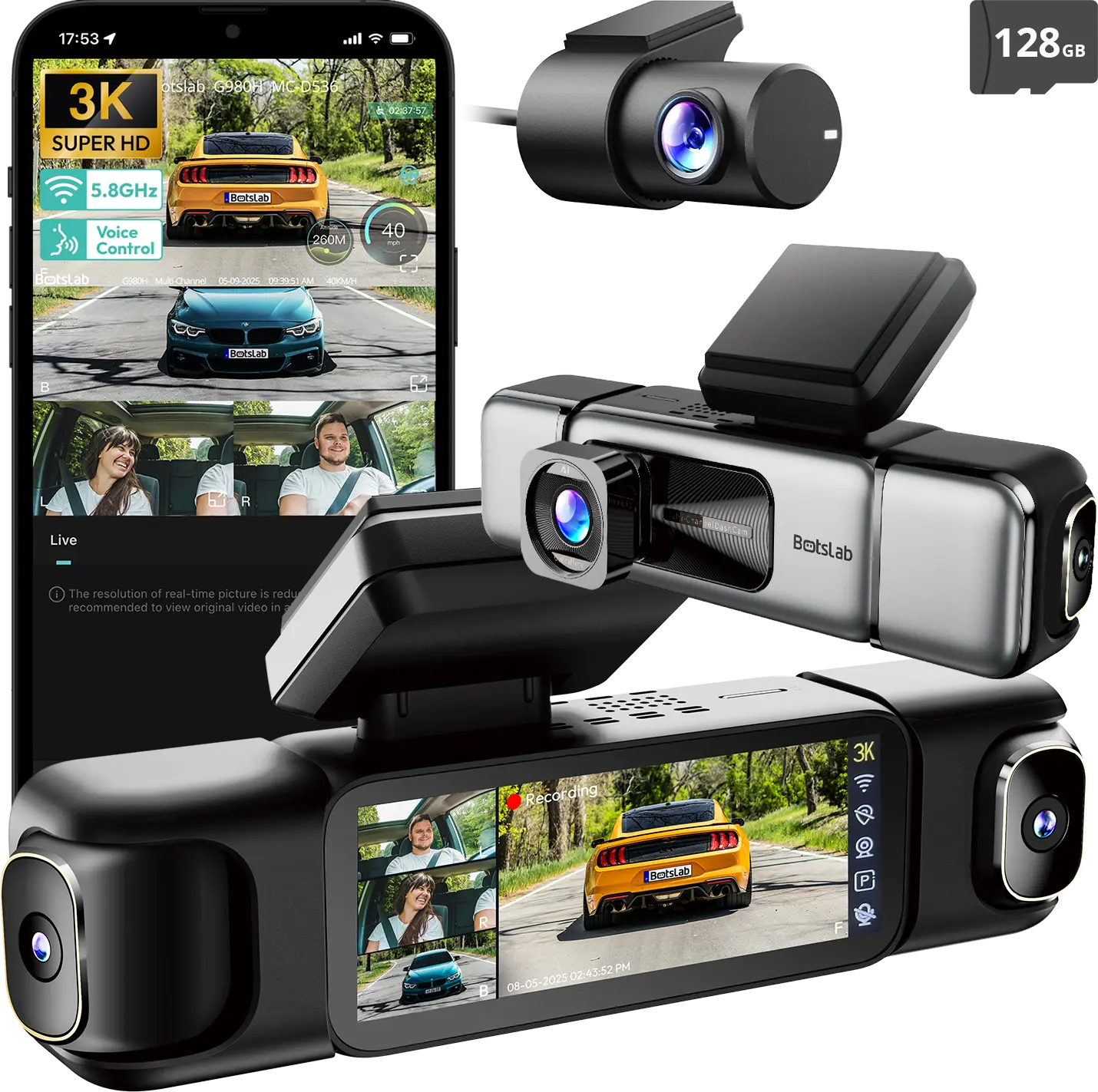 Botslab 4/3 Channel 3K Dash Cam with 3.18