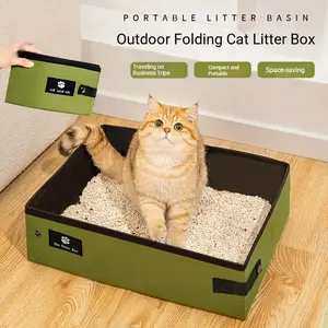 1 Portable And Foldable Cat Litter Box for Outdoor Use! A Must-Have for Cats to Relieve Themselves While Traveling, Easy to Carry in The Car  Portable Foldable Cat Litter Box, Extra Large Outdoor Travel Large Capacity for Kitten & Cats,  Litter Box