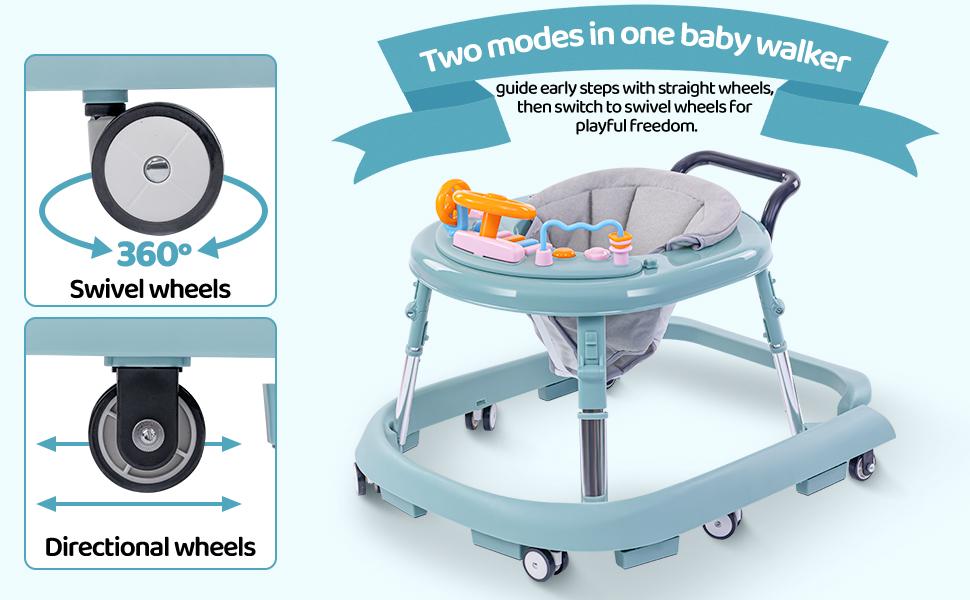 Baby Walker,Foldable, 9-Speed, Height-Adjustable Baby Walker, Wheeled Waby Walker, Infant Walker with Music Disc, Anti-fall Baby Walker, and Children's Activity Center with Foot Pads (suitable for boys and girls aged 6 to 24 months)