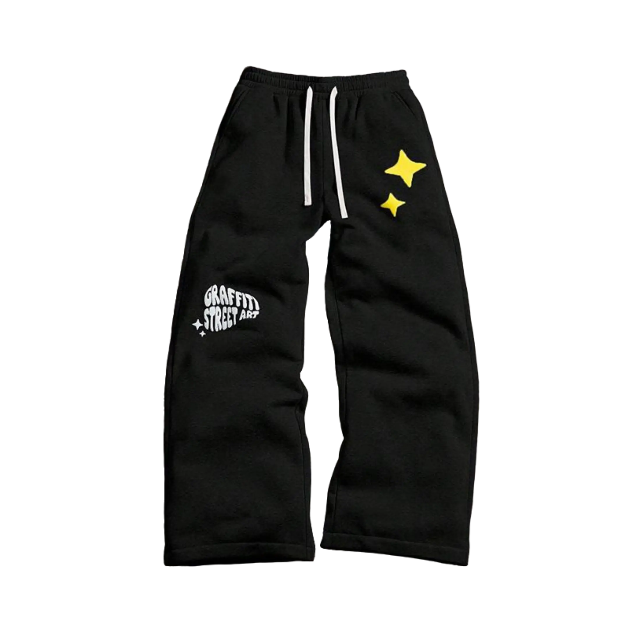 Classic printed drawstring casual pants, street fashion straight leg elastic waist sports pants, fashionable breathable sports bottoms