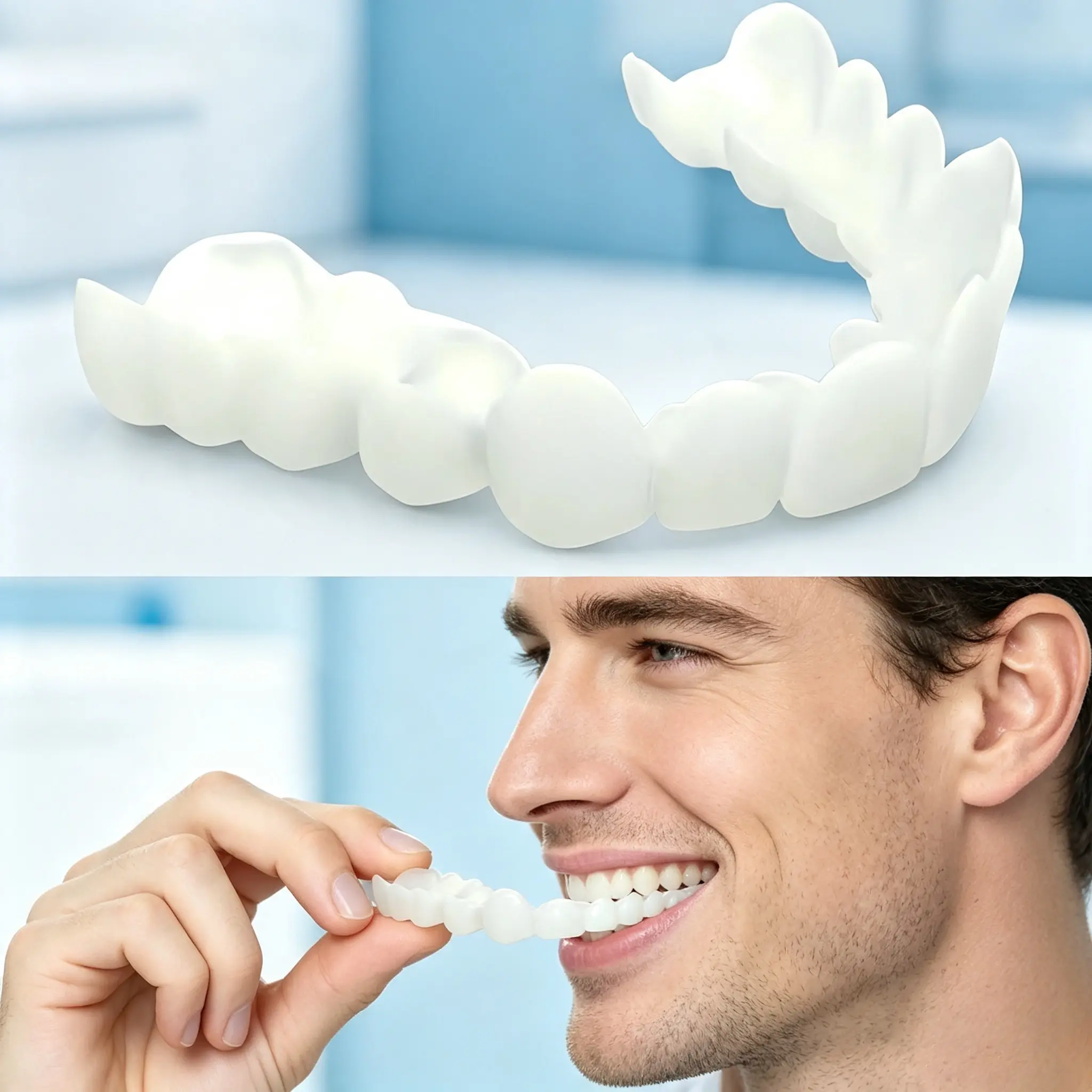 Silicone Simulated Oral Dental Braces - 32g Cosmetic Teeth Whitening Device for Dentures, Coffee Stain Correction, Instant Confident Smile & Portable Use