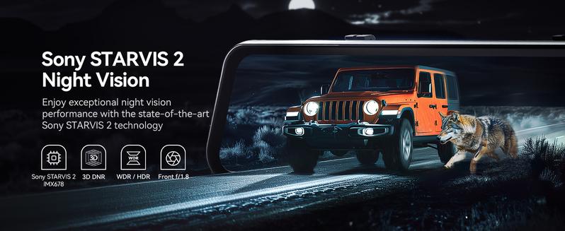 WOLFBOX G900 PRO Mirror Dash Cam with STARVIS 2 IMX678 128GB Card 5.8GHz WiFi 4K Front 2.5K Rear Video TikTokShopHolidayHaul Dashcam for Cars