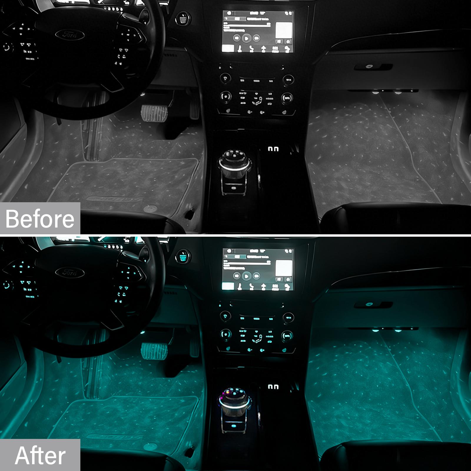 Car Foot Atmosphere Light Car LED Lights, Smart Car Interior Lights with App Control, RGB Lights with DIY Mode and Music Mode, 2 Lines Design LED Lights for Cars with Car Charger, 12V Car Accessories Carconversion