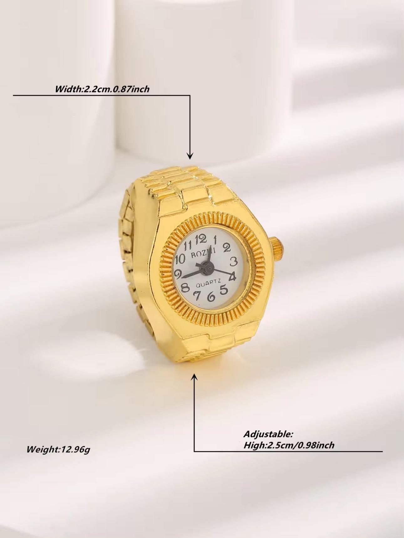 Mini Clock Watch Rings - Sleek Minimalistic Design Adjustable Strap Accurate Time Display Stylish Accessory for Everyday Use or Gift