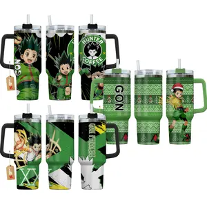 Gon Freecss Hunter x Hunter HxH Anime Manga 40oz Tumbler Stainless Steel with Straw, Lid and Handle - Double Wall Insulated Flasks – Perfect Gift for Fans