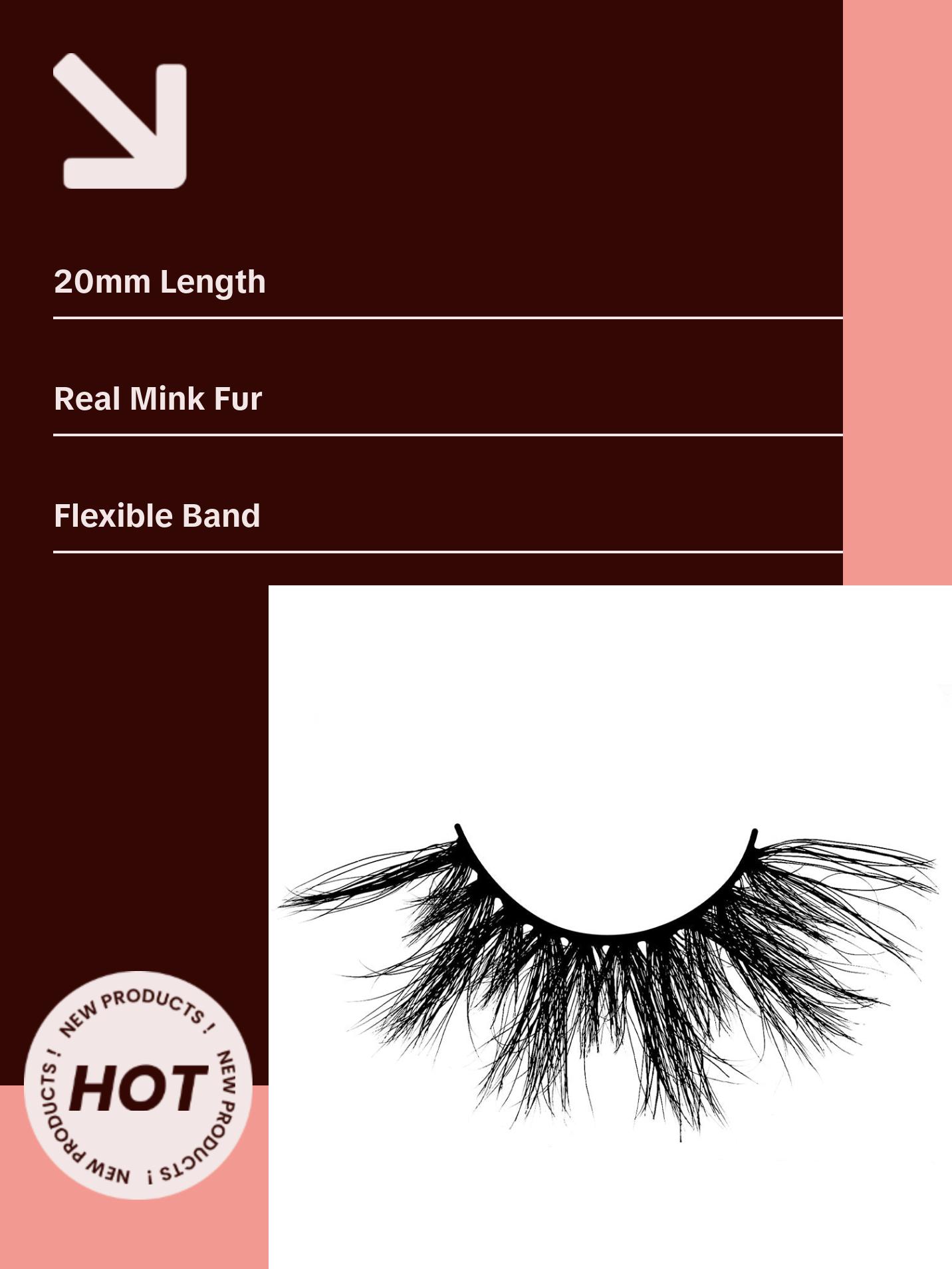 WEHO Mink Eyelashes – 20mm Real Mink Fur Lashes with Flexible Band for Night-Out Glam