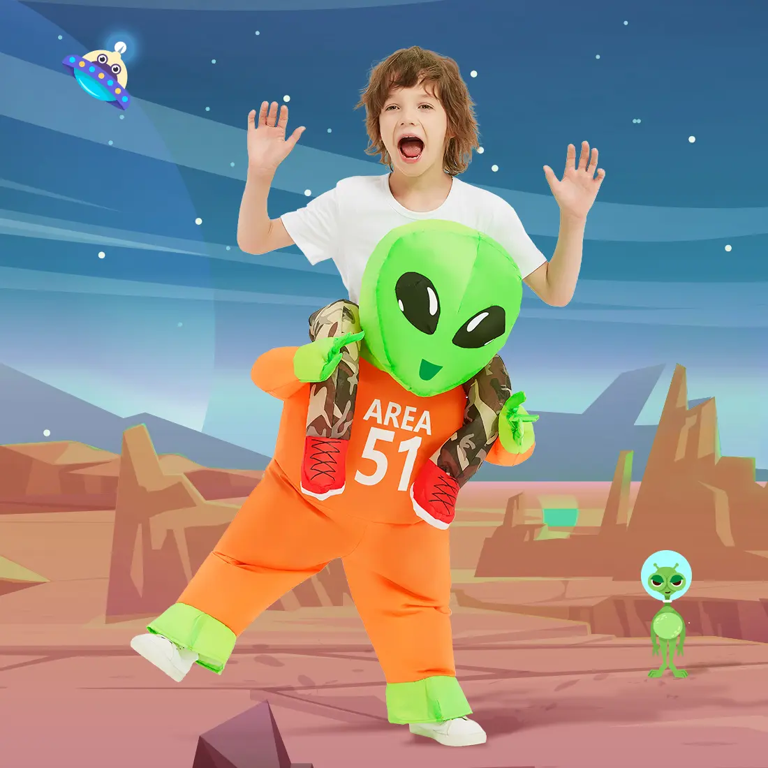 GOOSH Inflatable Alien Costume - Waterproof Polyester Blow Up Suit for Adults, Funny Space Themed Outfit with Friends & Family Costume Ideas for Halloween Parties, Blow Up Costume