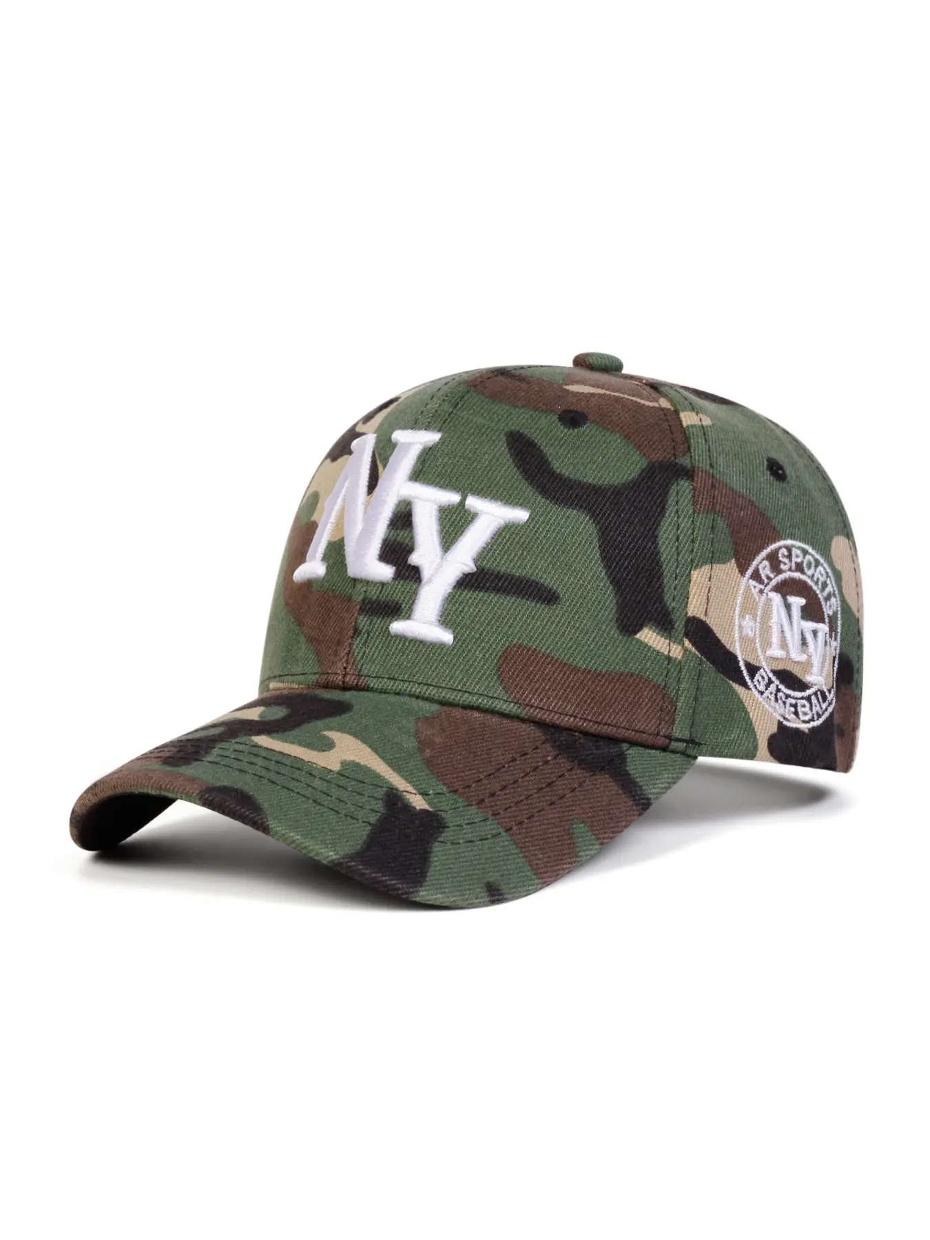 Unisex NY Embroidery Camo Baseball Cap, Camouflage Snapback Hat, Casual Adjustable Sun Protection Hat, Suitable for Travel, Beach, Vacation and Outdoor Activities, Embroidered Snapback Adjustable, Embroidered Caps