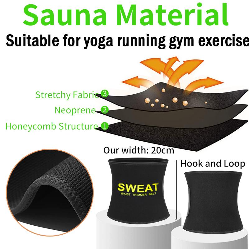 Sauna Sweat Ab Waist Trainer Belt for Women and Men - Sweat Band Waist Trainer Belt for Sports Training Gym Workouts, Men Women Sportswear, Womenswear, Fajas Para Mujer, 3 Adjustable Sizes, 5 Color Choose