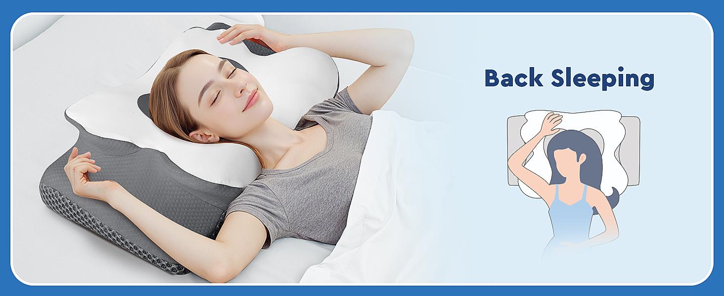 CushZone Cervical Pillow for Cozy Sleep, Odorless Ergonomic Contour Memory Foam, Orthopedic Bed Pillow for Side, Back, and Stomach Sleepers