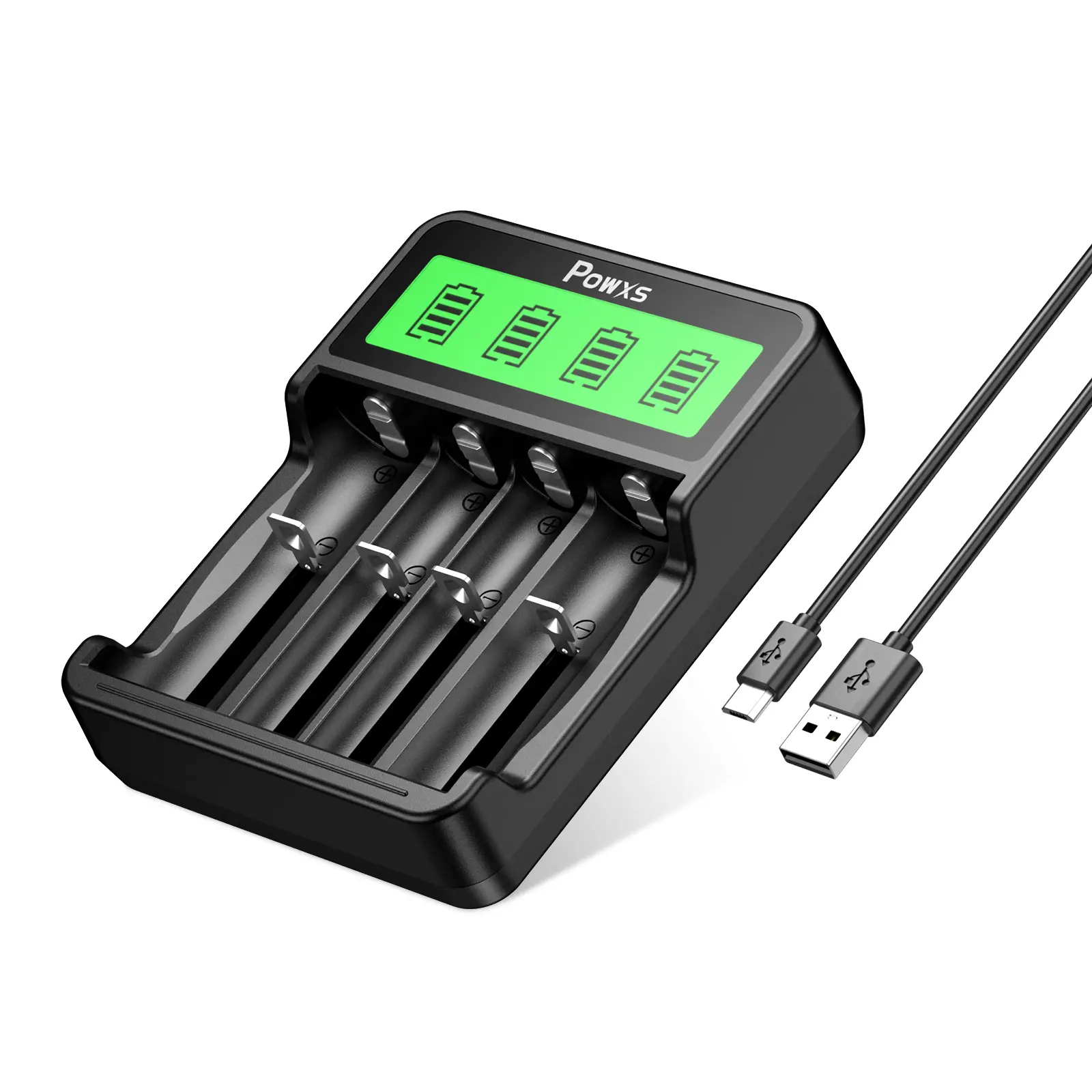 Universal Smart Cell Charger Compatible With Lithium-Ion, Ni-MH & Ni-CD Rechargeable Batteries, Rapid LCD Display Charging Station For 18650, 21700, 26650, Double A & Triple A Cells