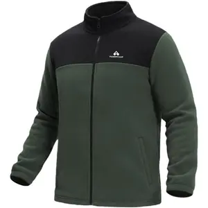 Pioneer Camp Men's Lightweight Polar Fleece Jacket Full Zip Antistatic Casual Coat Soft Warm Outwear with Zipper Pockets Classic Menswear Athletic Breathable Christmas Elastic Outdoor Tops Fabric