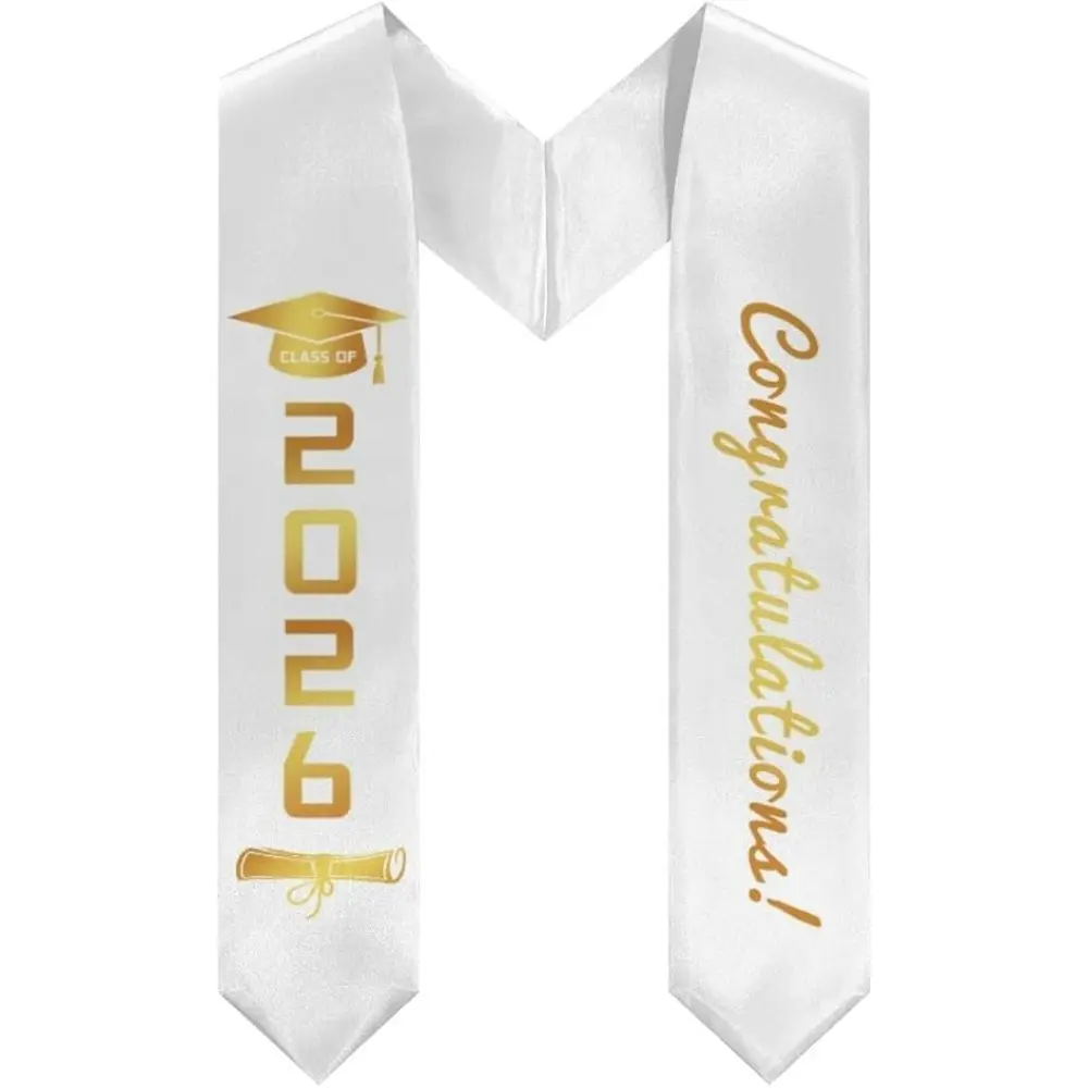 EastJia Made in USA Class of 2026 Unisex 2-Piece Graduation Cap & Stole Set - 4.5in x 62in Polyester All-Over Graphic Print Sash, 62in Length, Machine Washable Reusable Ceremony Accessory, Festive Party Gift, Two Piece Sets, 62 Inches