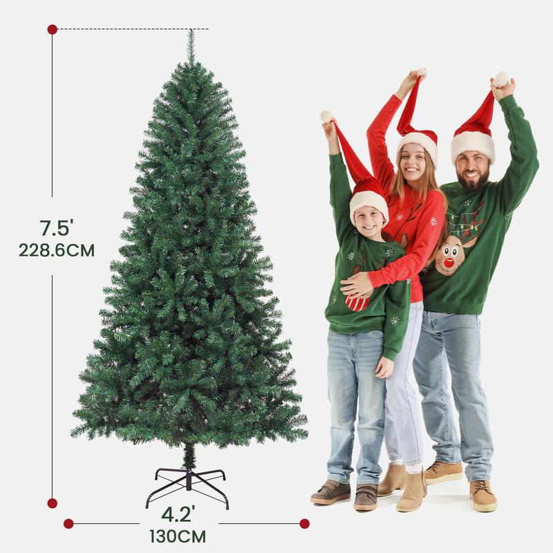 6FT Artificial Christmas Tree, Premium Hinged Spruce, Metal Hinges & Foldable Base, Garland Celebration Decorating for Holiday