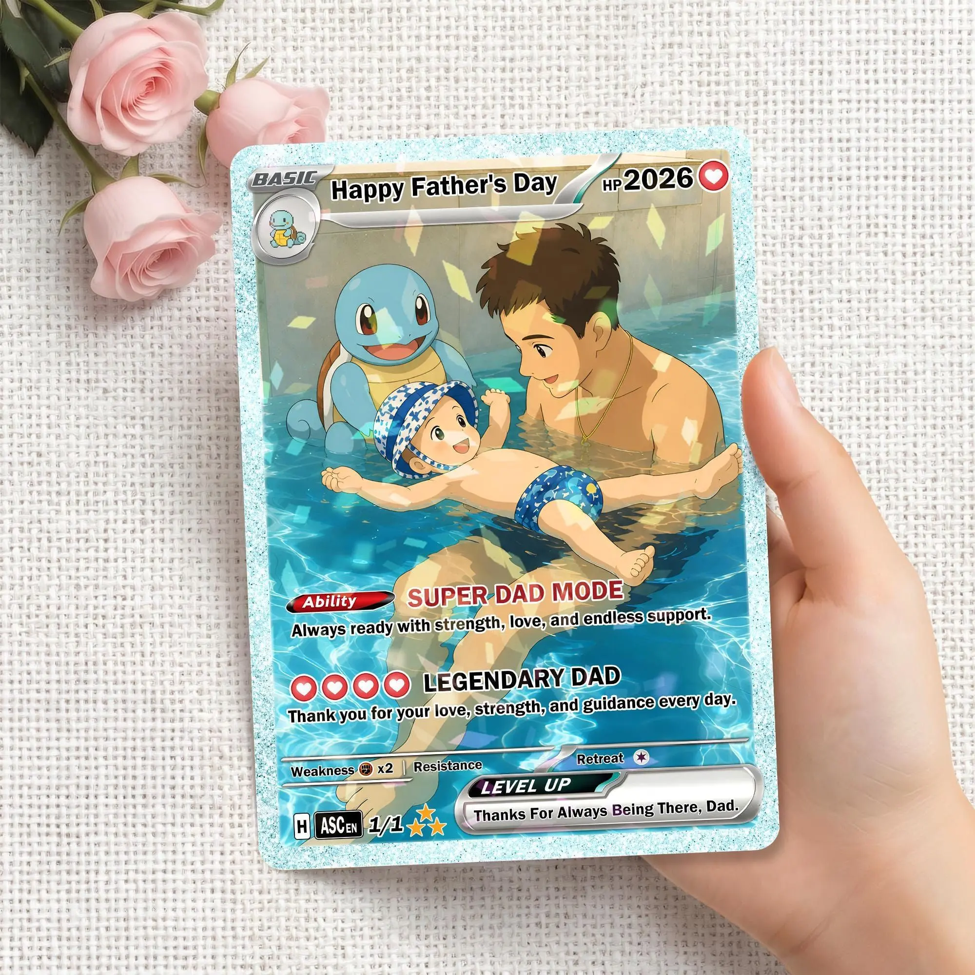 Custom Father’s Day PokeDad Card, Personalized Dad Photo Card, Gift For Dad From Kids, Family Keepsake Trading Card