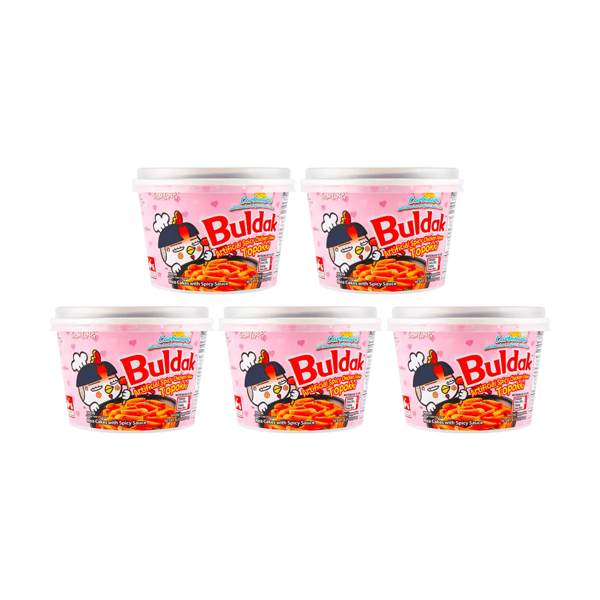 SAMYANG Korean Buldak Carbonara Topokki - Spicy Chicken and Cheese Flavor, 6.31oz*5 Pack【Value Pack】【Trending on TikTok】