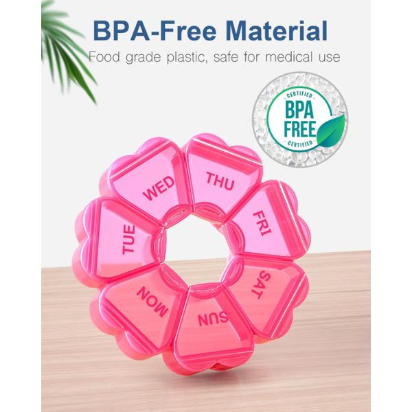 Large Weekly Pill Organizer 7Day Vitamin Case Large Capacity Compartments heart shaped pill container Healthcare Aid medicine organizer med organizer