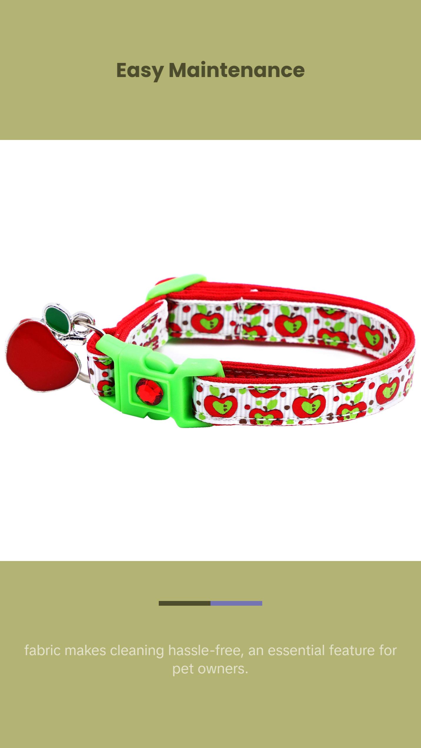 Colorful Red and Green Apples on White Safety Breakaway Cat Collar with Jingle Bell & Charm by Pugs2Persians Harvest Teacher