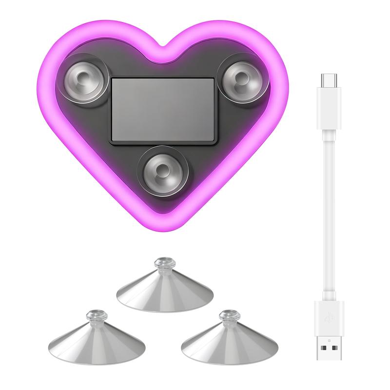 DUFIKKI Solar Powered Wireless LED Triangle Heart Shape C-Pillar Neon Light for Car Interior Decor Eco-Friendly Modern Stylish Look