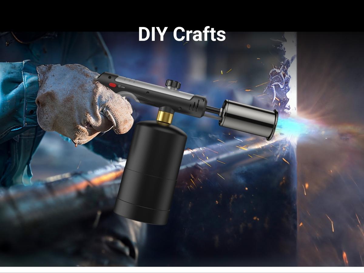 【One-Touch Max Fire】Culinary Propane Cooking Blow Torch Gun with a Safety Lock, Charcoal Lighter, Flame Thrower, Kitchen Food Torch Head for Grill, Sous Vide, Outdoor BBQ (Tank Not Included), Black Friday Picks, Christmas Gift