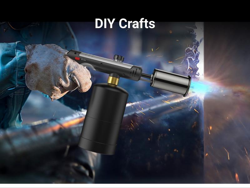 【One-Touch Max Fire】Culinary Propane Cooking Blow Torch Gun with a Safety Lock, Charcoal Lighter, Flame Thrower, Kitchen Food Torch Head for Grill, Sous Vide, Outdoor BBQ (Tank Not Included), Black Friday Picks, Christmas Gift