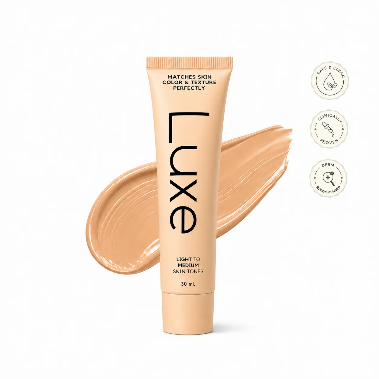 Luxe Cosmetic Self-Adjusting Color-Changing Foundation for Light-to-Medium Skin Tones, Lightweight Moisturizing Smooth Formula with Buildable Coverage, Natural Dewy Flawless Finish, Seamless Blend, Lasting Wear for Adults, Hydrate, Self Adjusting Foundati