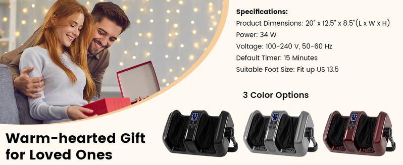 Costway Foot Massager with Heat, Remove Control, 2 Vibration Options, 5 Mode & 5 Compression Intensity, 360°Adjustable Stand, Electric Foot Massager, Shiatsu Feet Massager for Calf Arm Relax