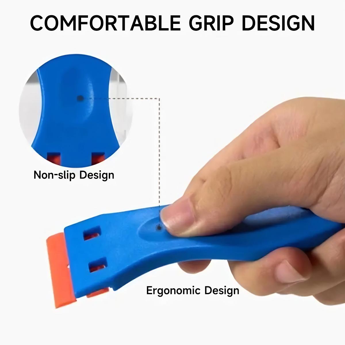 Plastic Razor Blade Scraper, Scraper Tool with 100 PCS Plastic Razor Blades for Removing Labels Adhesive Decals Sticker from Windows Glass