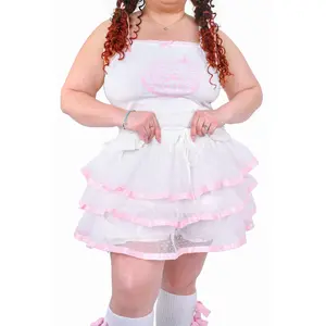 Ribbon Dot Ruffle Skort - White/Pink