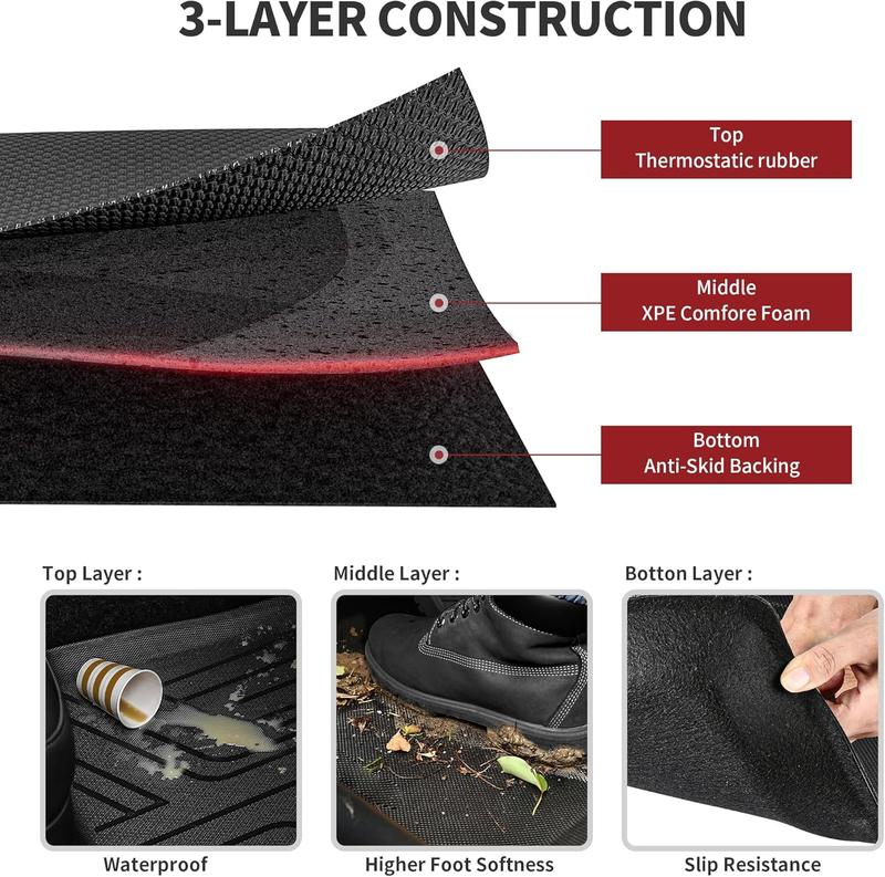 YITAMOTOR Tesla Model 3 Floor Mats Full Set Custom Fit 2017-2023 All-Weather Cargo Liners Rear Cargo Tray Trunk Floor Mat Interior Accessories, Black Weather Car Mats