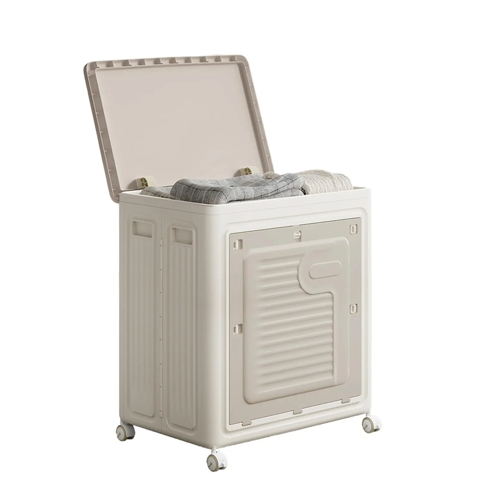 Garvee Rolling Laundry Hamper with Lid, Large Capacity Clothes Hampers for Laundry, Plastic Collapsible Laundry Baskets with Wheels and Lid Large Toy Box Chest