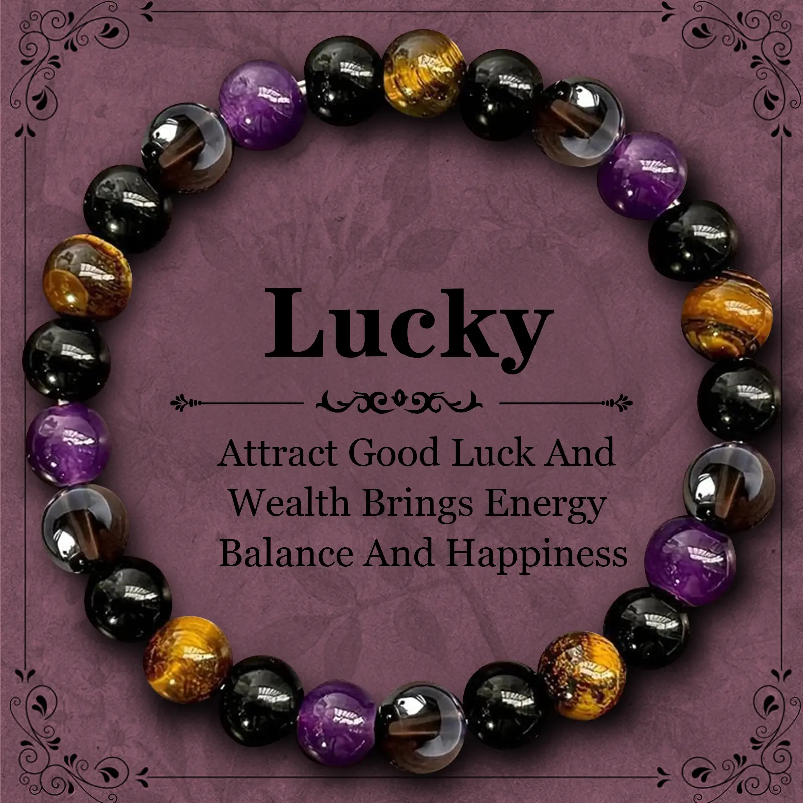 Purchase 1, Receive 4: Exquisitely Crafted Bohemian Beaded Bracelet Set Featuring Natural Citrine, Malachite, Tiger Eye, and Amethyst. Elastic Crystal Protection Bracelets Suitable for Both Men and Women.