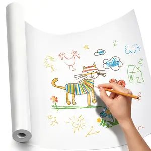 Craft Paper Roll 15" x 450" Kraft Paper White Easel Paper Roll for Kids Moving Gift Wrapping Art Bulletin Board Paper Floor Covering Bouquet Flower Packing Painting Drawing Poster Chart Paper