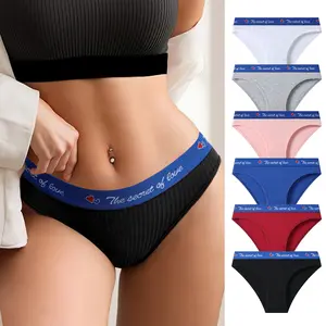 HOTCOM 6 PCS Women's Letter Tape Panty, Soft Comfy Breathable Knicker for Daily Wear, Underwear for All Seasons