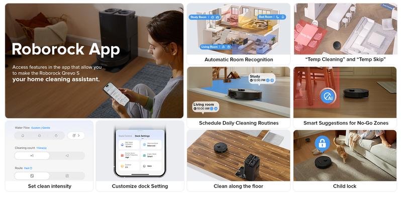 Roborock Qrevo Series Robot Vacuum and Mop, 10,000Pa suction, Self-Drying, Auto Mop Washing, Self-Emptying & Refilling, 10mm Mop Lifting, Smart Obstacle Avoidance (QV 35S) #TikTokShopJumpstartSale