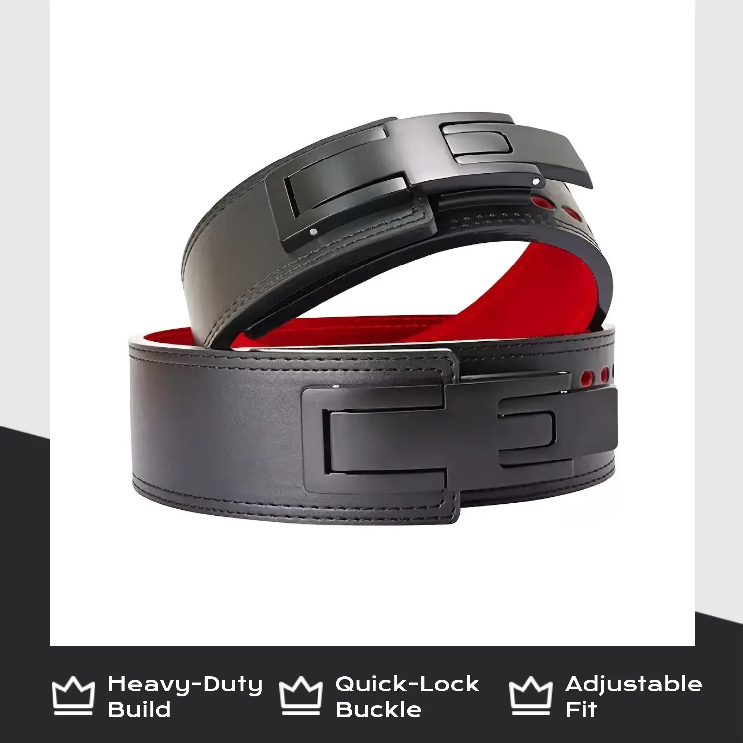 Heavy-Duty Weightlifting Belt with Quick-Lock Buckle - Adjustable Weightlifting Strap, 0. 4in Thick Gym Belt for Deadlifts, Squats, Powerlifting - Compatible with Bars, Home & Commercial Gyms - Durable Training Equipment for Men & Women, Gym Accessories,