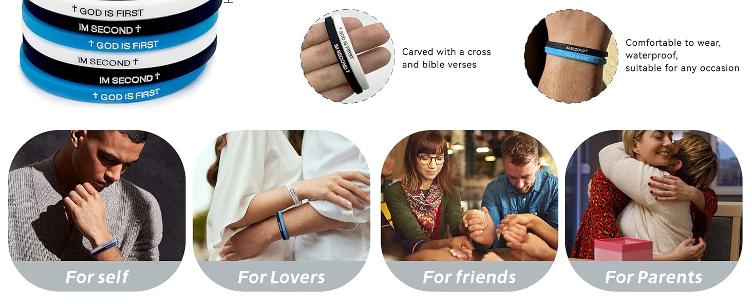 Sports Silicone Wristband - Christian “God Is First, I’m Second” Faith Wristband, Inspirational Bible Message Bracelet for Men and Women, Religious Gift Wrist Accessory Wristband Original