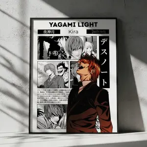 Death Note Yagami Light Anime Poster, Manga Wall Artwork Prints, Home Decor Gift