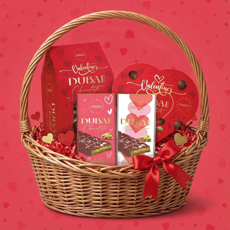 BeeMax Valentine’s Limited Edition Dubai Style Chocolate Truffles - 4.24oz Heart-Shaped Gift Box (Pack of 1) - Premium Milk Chocolate w/ Pistachio Cream & Crunchy Kadayif - Gourmet Candy for Your Loved One